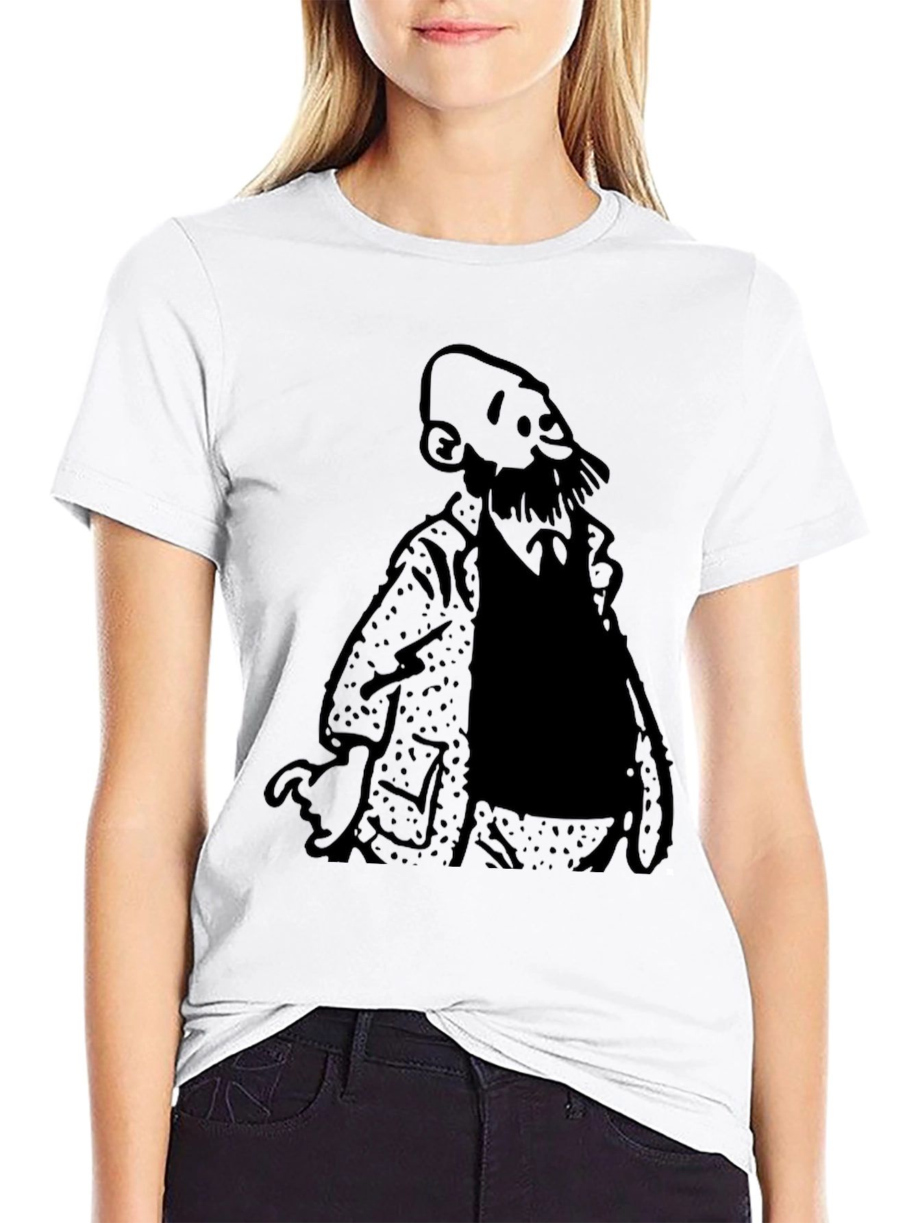 Bearded Man Graphic Tee - Soft Black T-Shirt