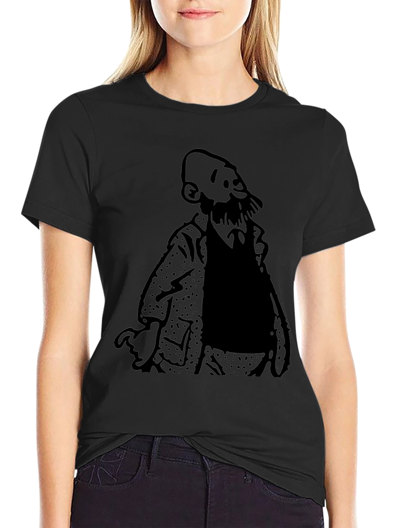 Bearded Man Graphic Tee - Soft Black T-Shirt
