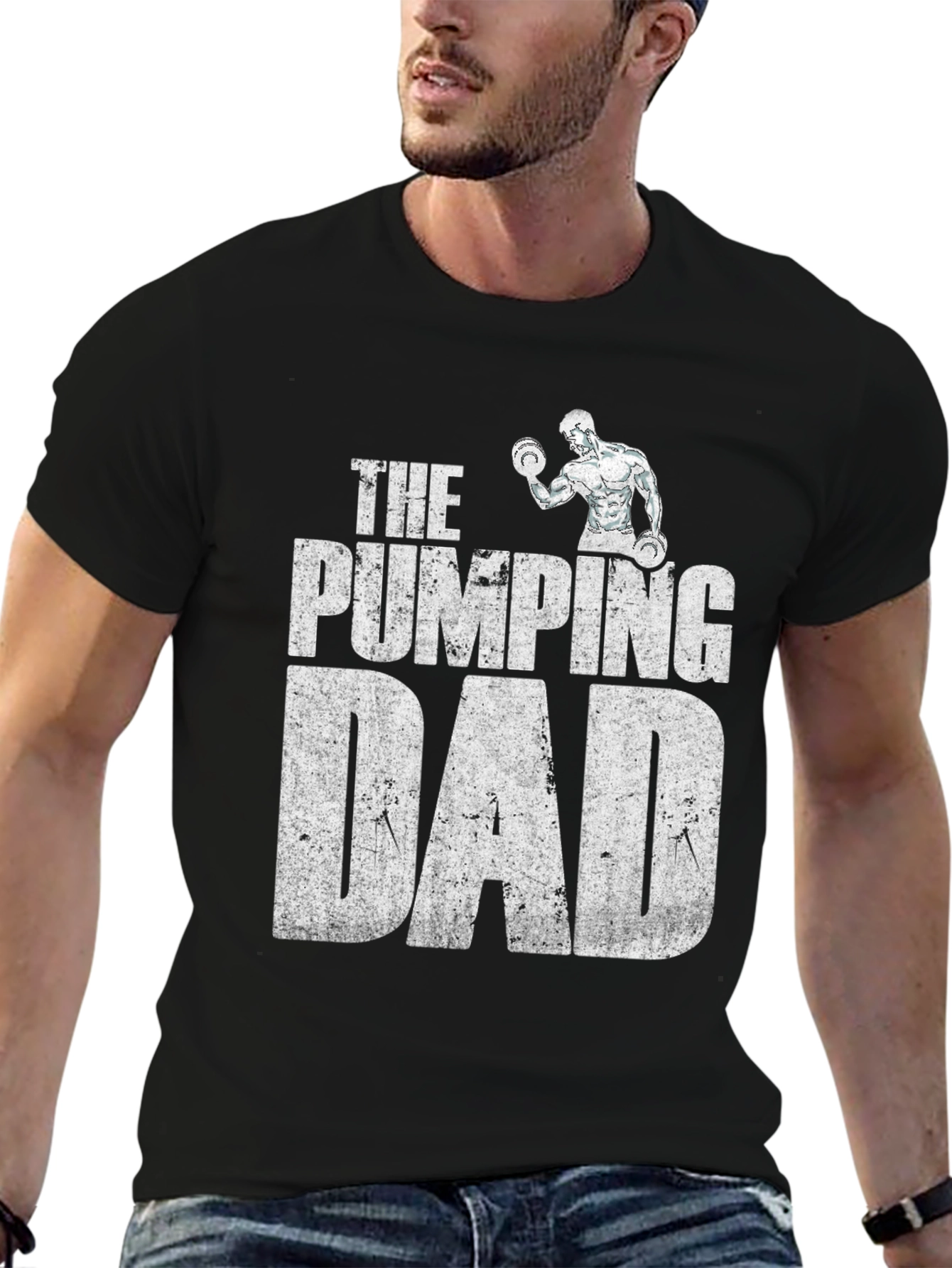 The Pumping Dad Black Graphic T-Shirt