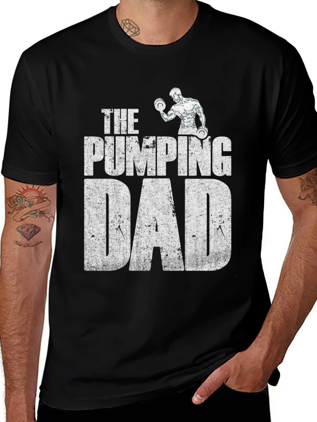 The Pumping Dad Black Graphic T-Shirt
