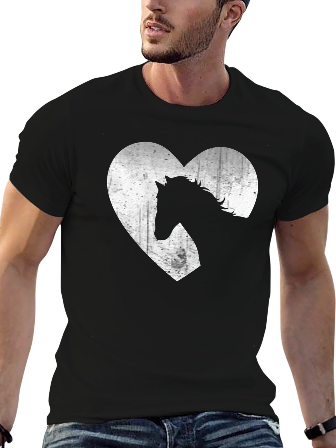 Horse Lover Tee - Heart Graphic Print