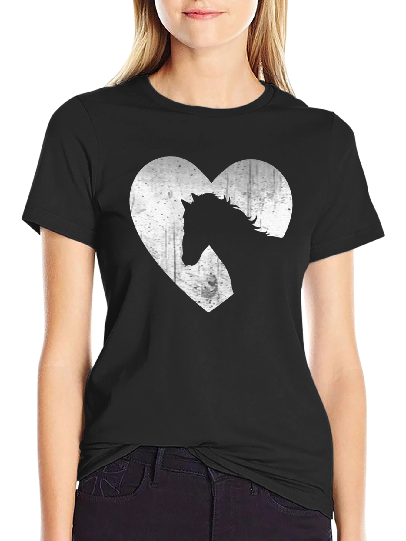 Horse Lover Tee - Heart Graphic Print