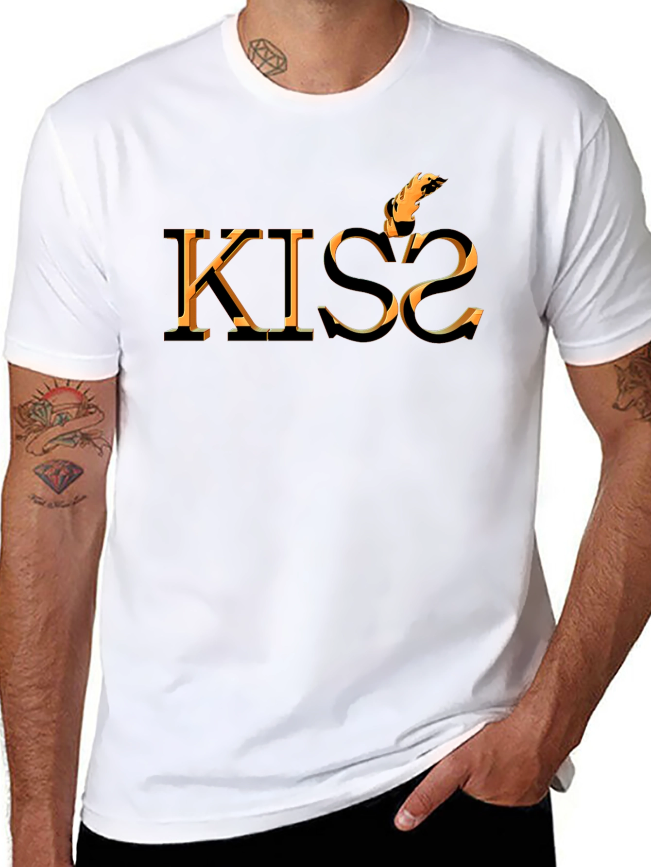 Fiery KISS2 Graphic Tee - Bold & Unique Design