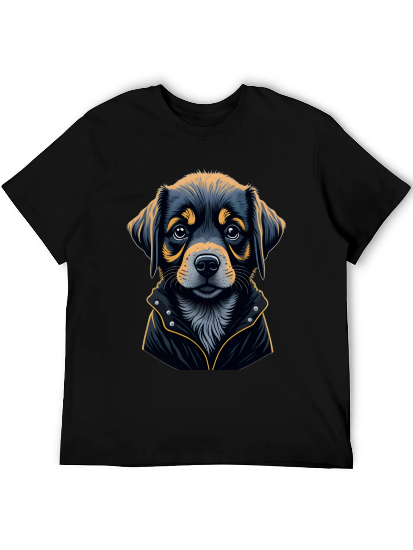 Dog in Jacket Black T-Shirt