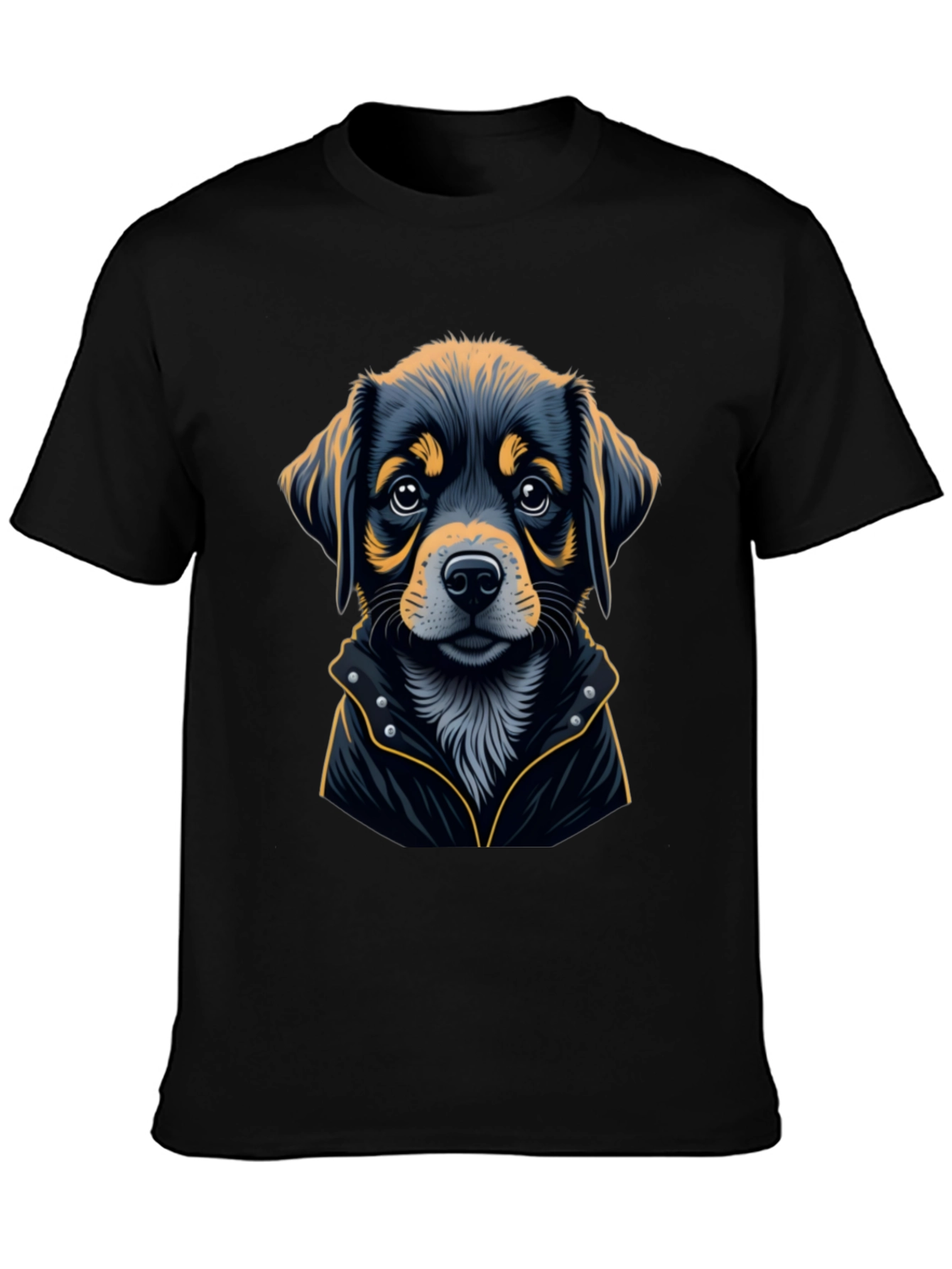Dog in Jacket Black T-Shirt