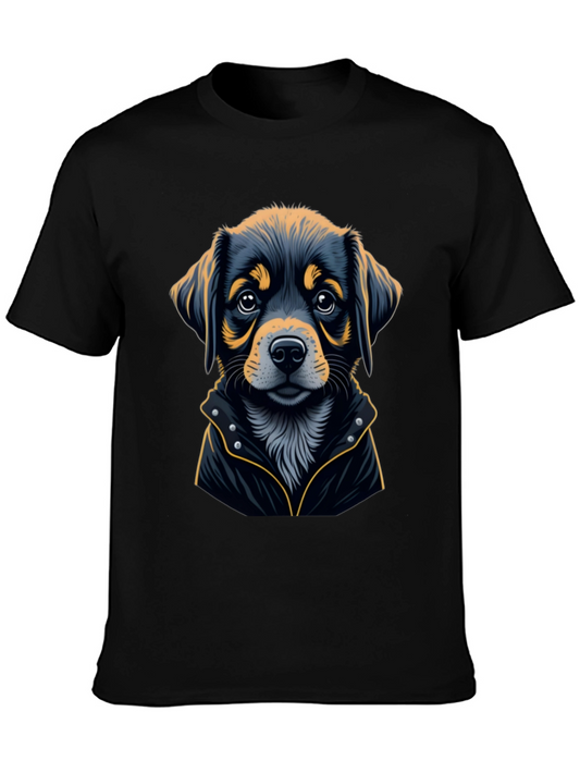 Dog in Jacket Black T-Shirt