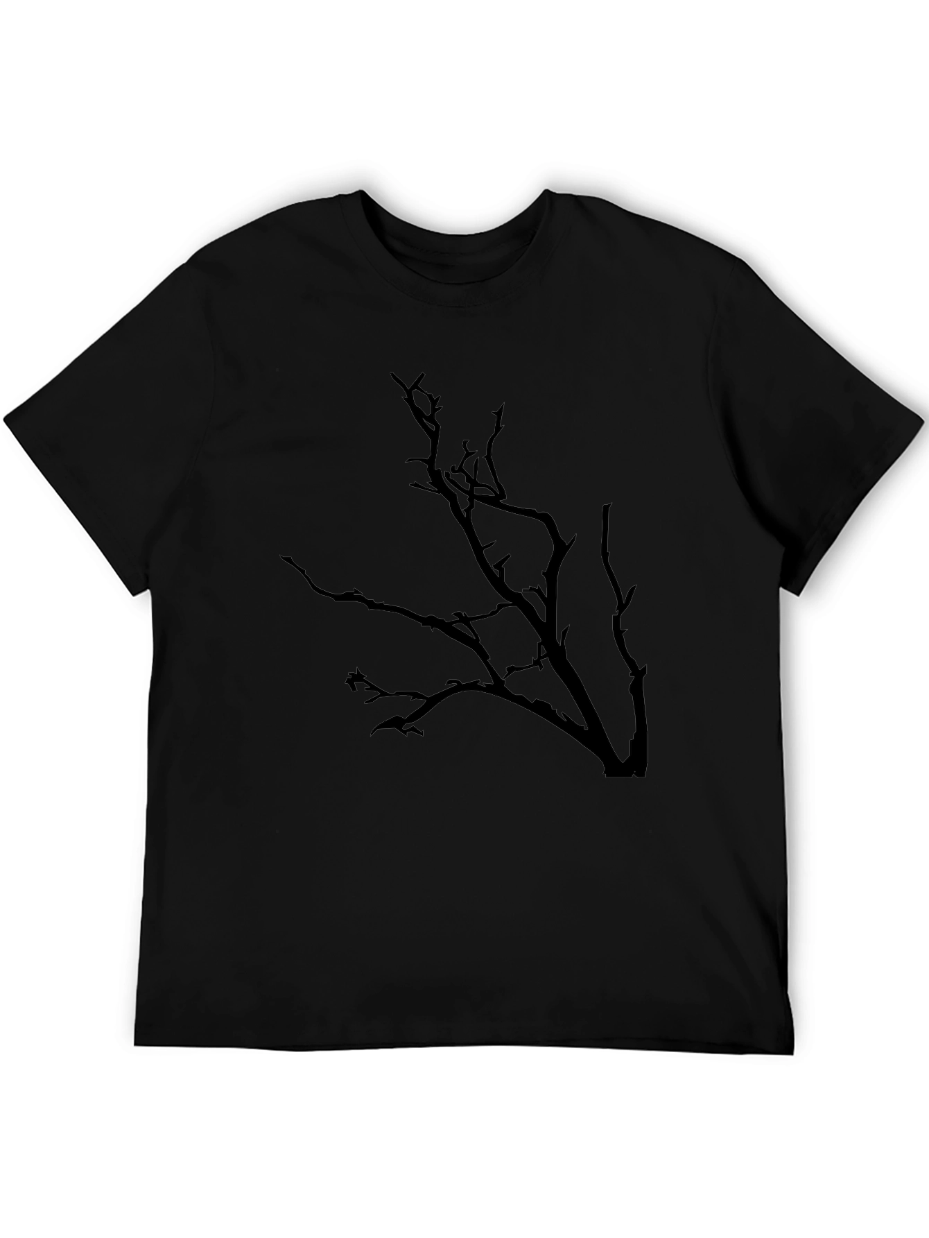 Mens Black T-Shirt with Bare Tree Design