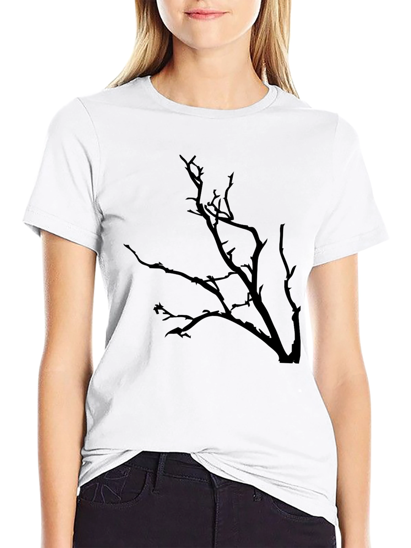 Mens Black T-Shirt with Bare Tree Design
