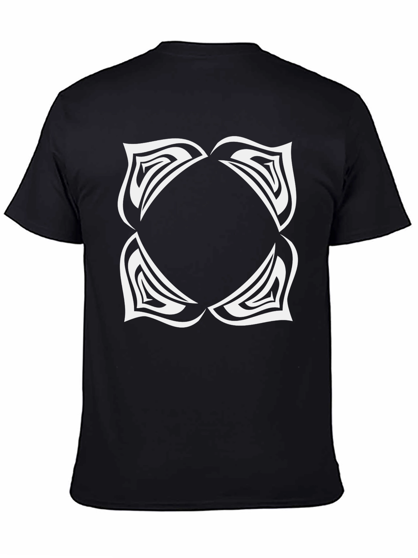 Abstract White Graphic Print Black T-Shirt