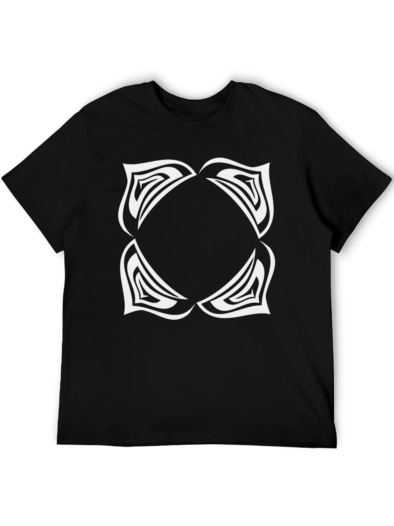 Abstract White Graphic Print Black T-Shirt