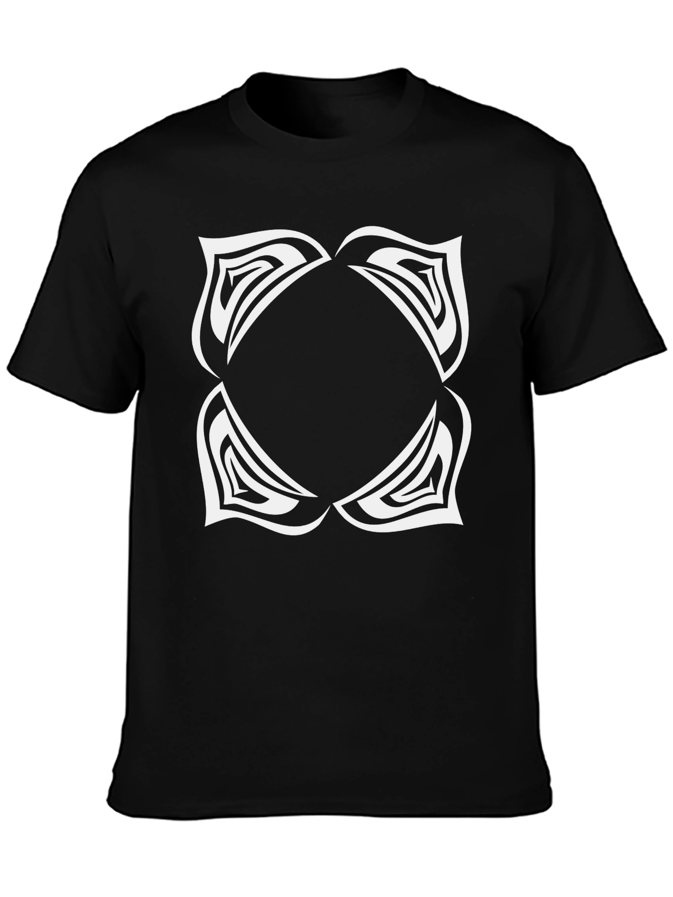 Abstract White Graphic Print Black T-Shirt