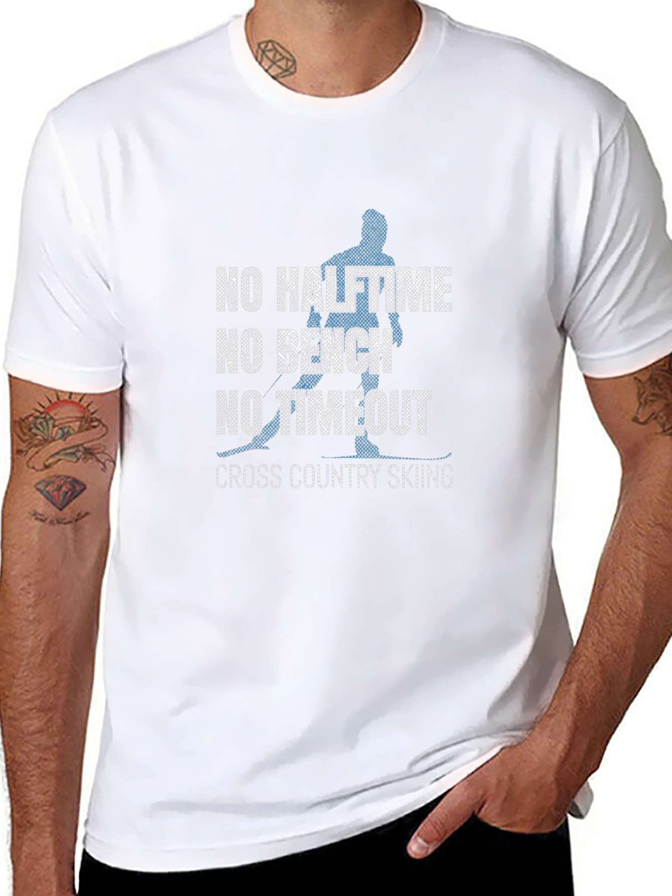 No Halftime Skiing Black Graphic Tee Shirt