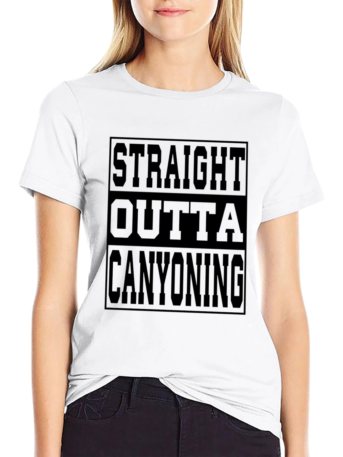 Straight Outta Canyoning Black Graphic Tee