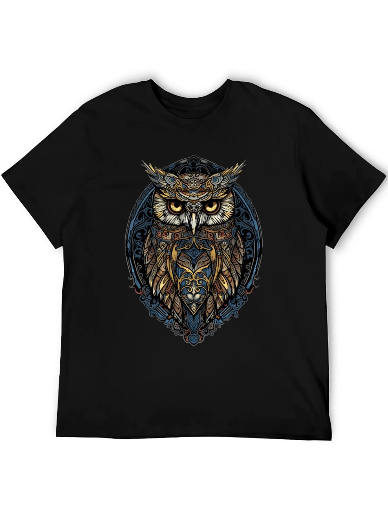 Owl Graphic Print Mens Black T-Shirt