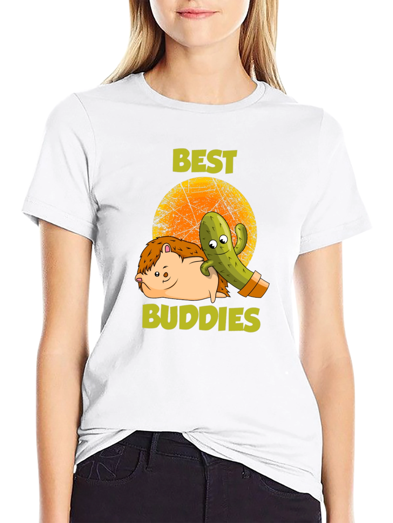 Best Buddies T-Shirt: Hedgehog & Cactus Graphic Tee