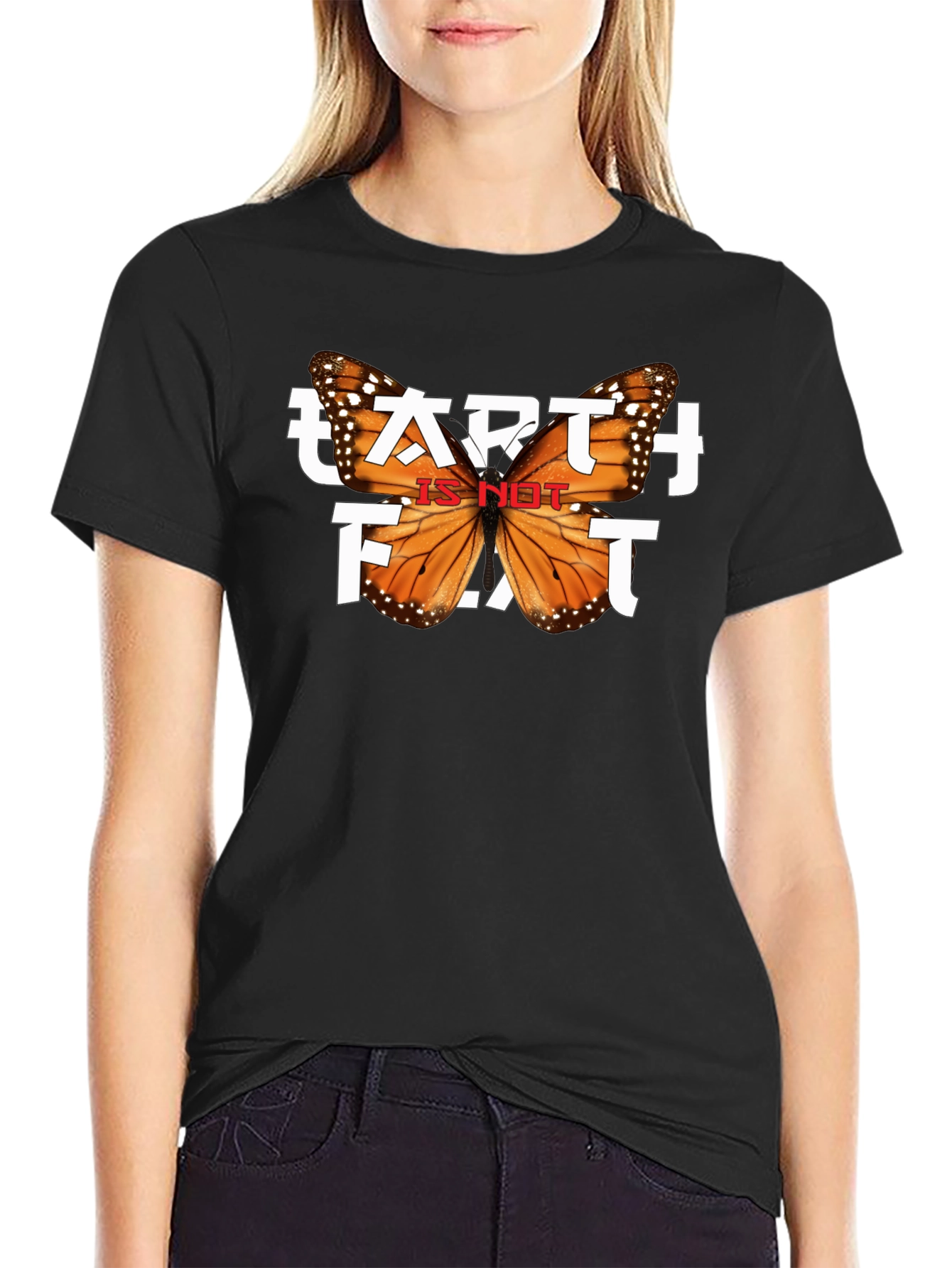 Earth is NOT Flat Butterfly Graphic Tee