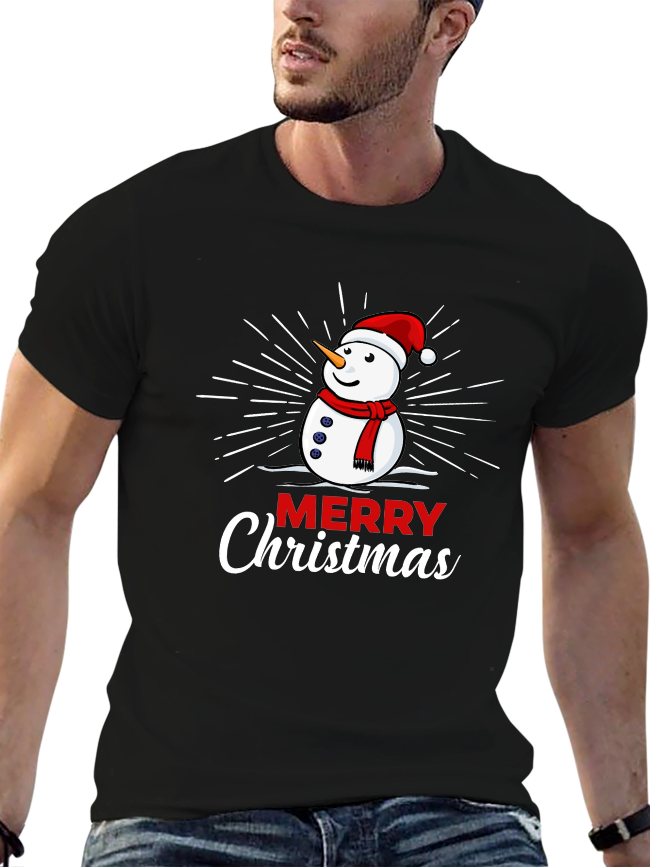 Merry Christmas Snowman Graphic T-Shirt