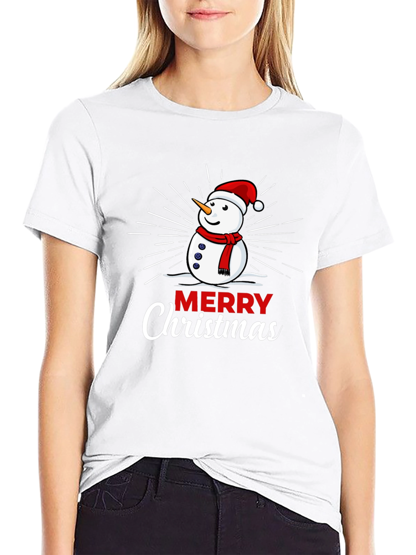 Merry Christmas Snowman Graphic T-Shirt