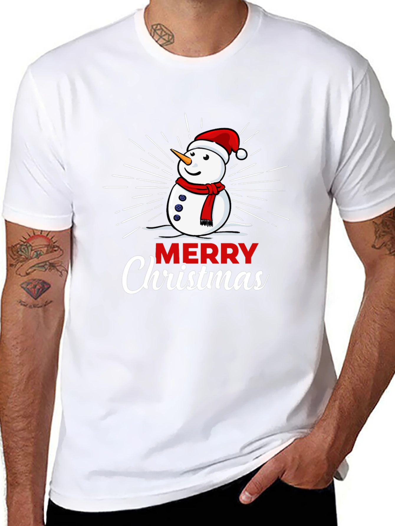Merry Christmas Snowman Graphic T-Shirt