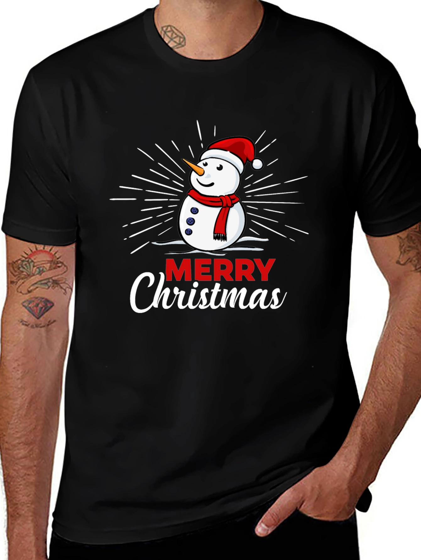 Merry Christmas Snowman Graphic T-Shirt