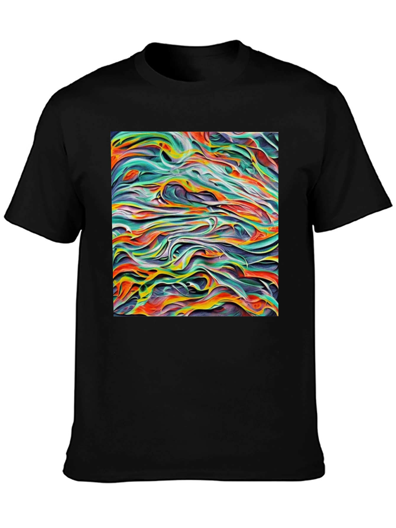 Abstract Swirl Art Black T-Shirt
