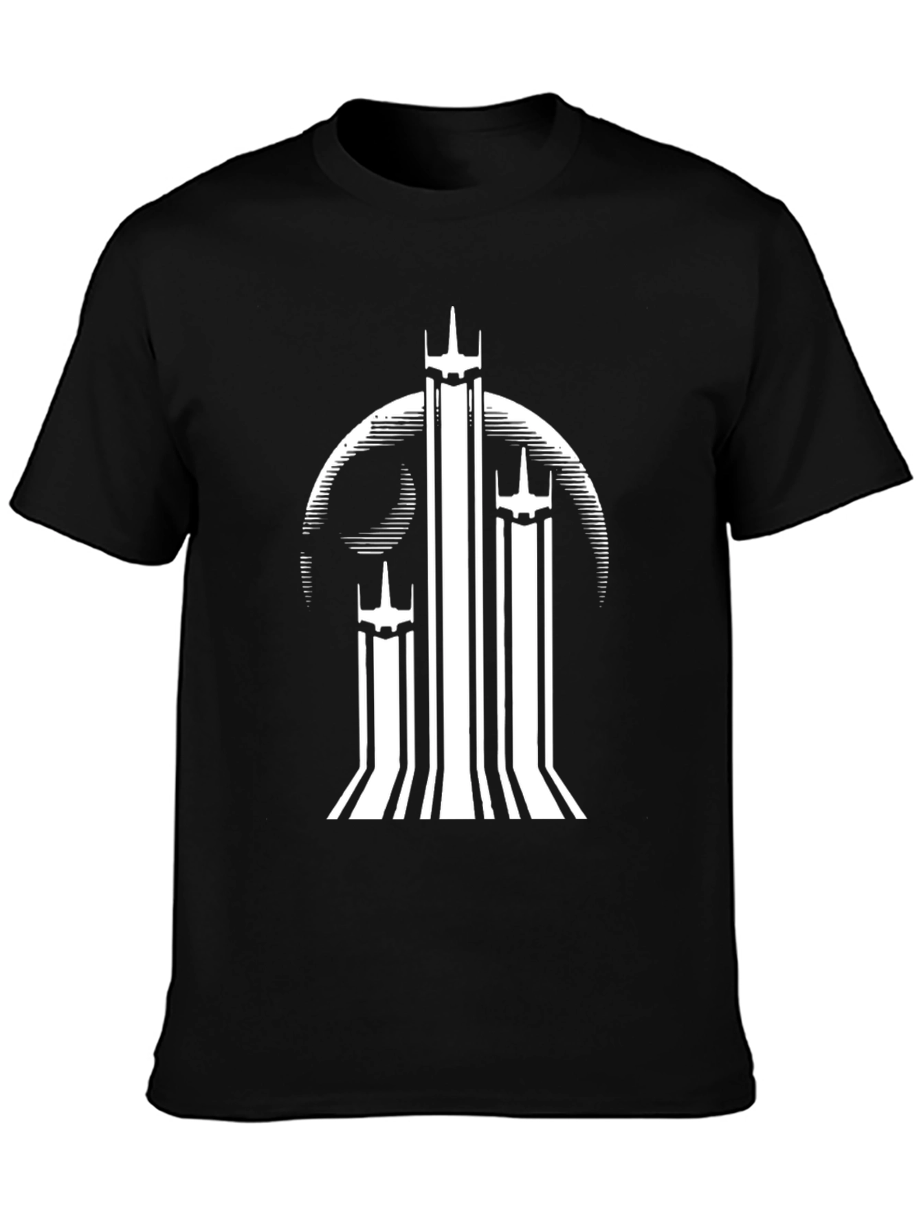 Graphic Tee: White Towers on Black