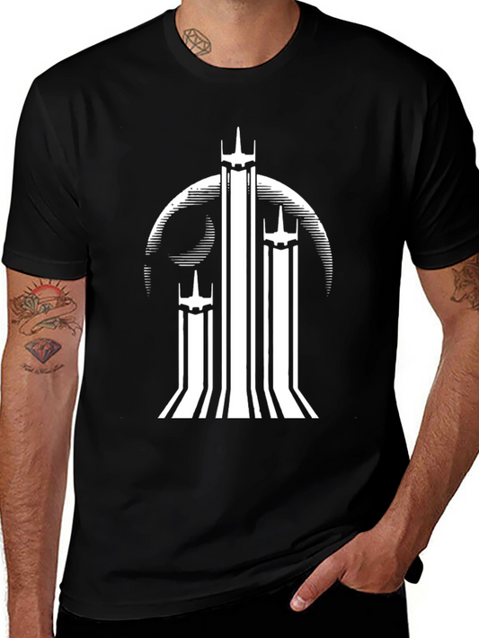 Graphic Tee: White Towers on Black