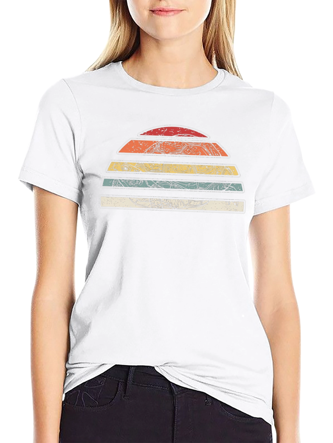 Retro Turtle Sunset Graphic Tee - Black