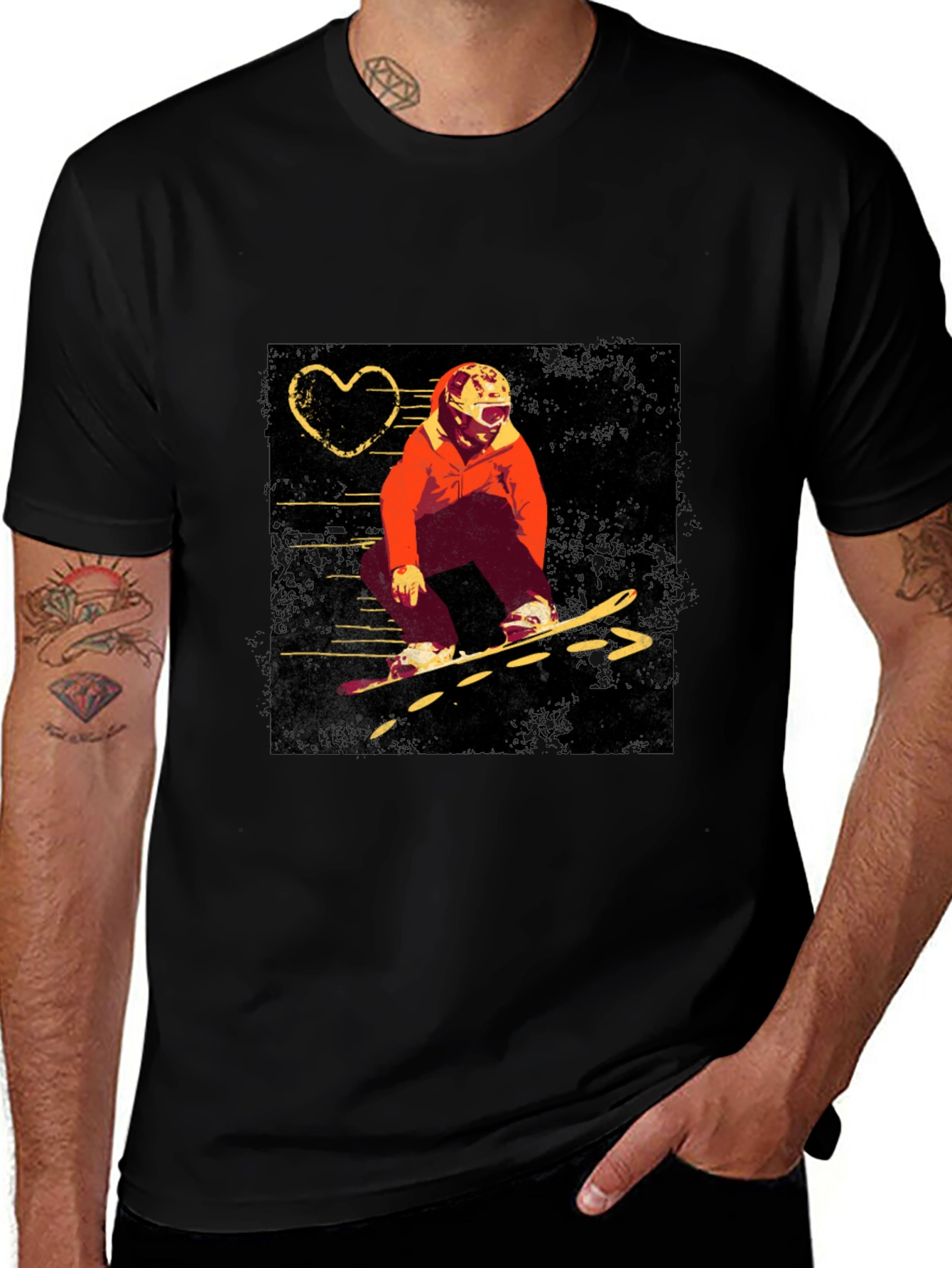 Snowboard Graphic Black T-Shirt