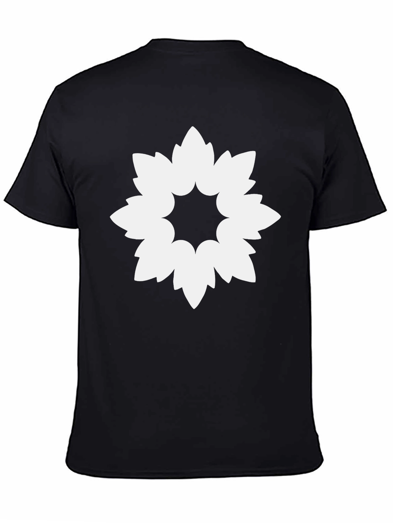 Geometric Flower Graphic Black T-Shirt