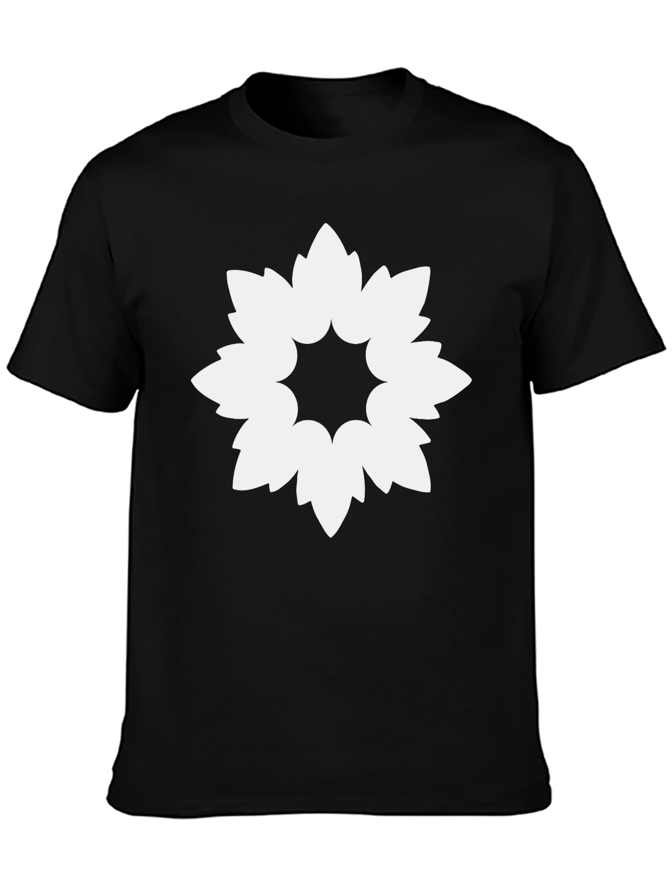 Geometric Flower Graphic Black T-Shirt