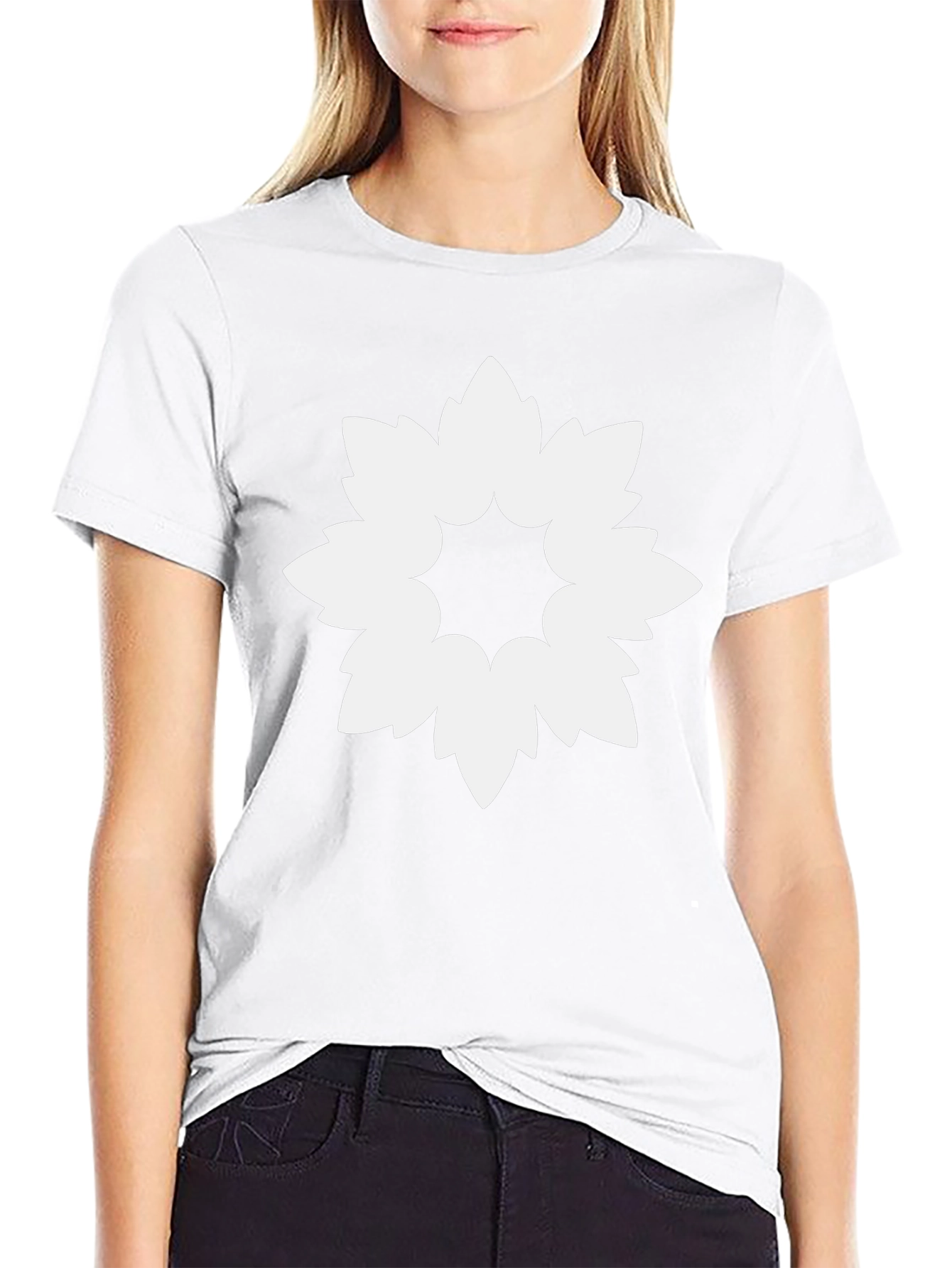 Geometric Flower Graphic Black T-Shirt