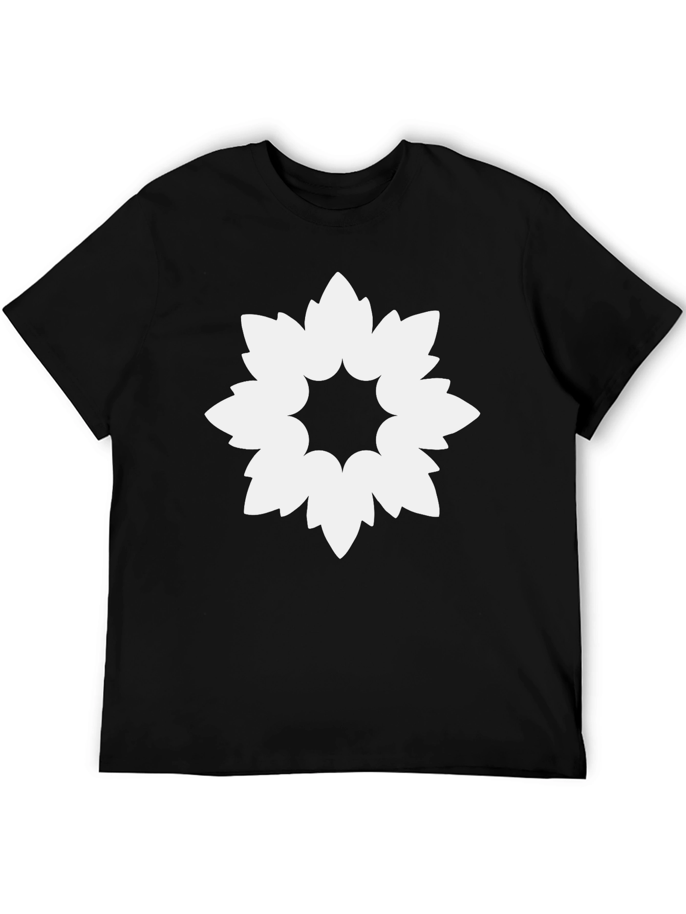 Geometric Flower Graphic Black T-Shirt