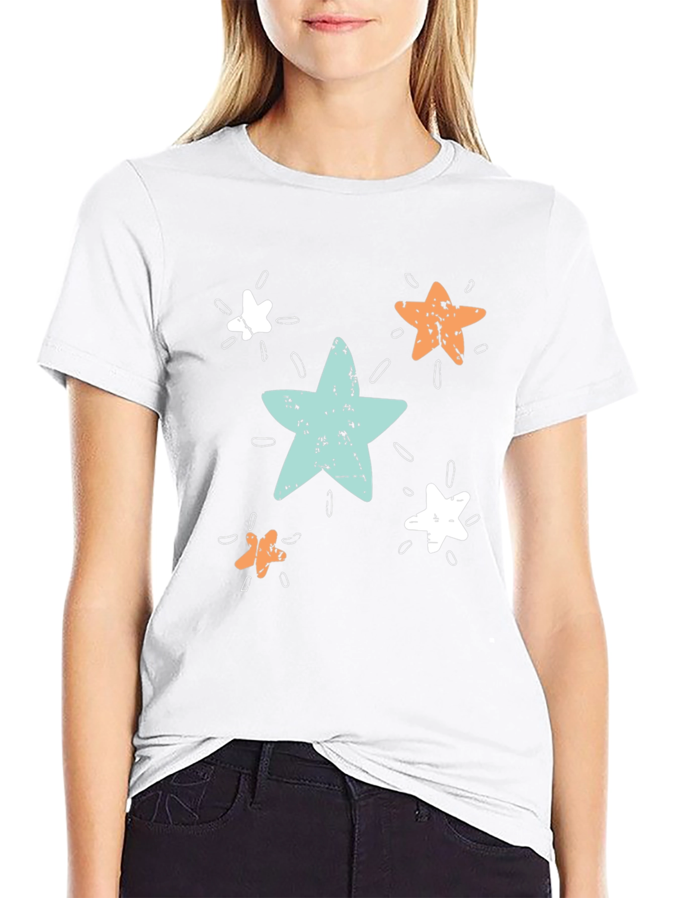 Starry Print Black T-Shirt