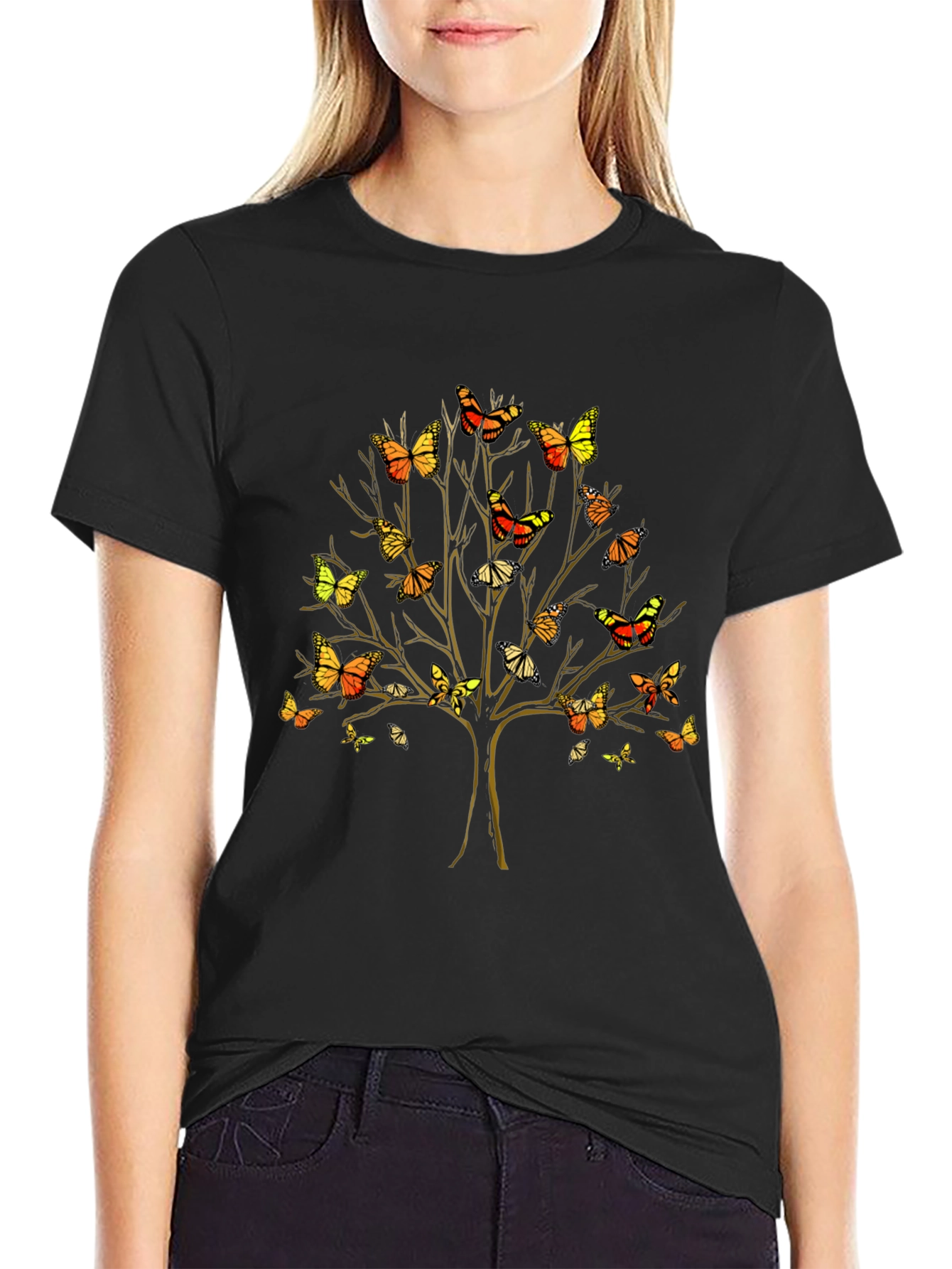 Butterfly Tree Graphic Tee - Unique Nature Inspired T-Shirt
