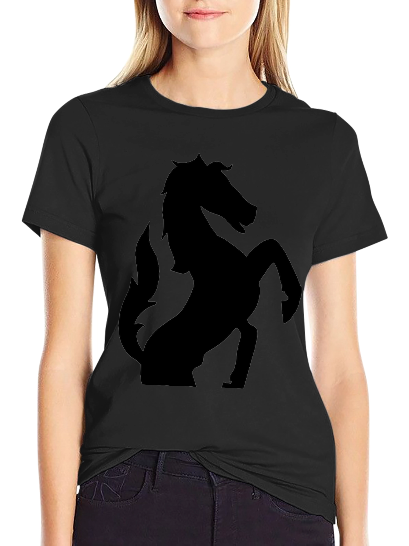 Black Horse Silhouette T-Shirt - Stylish Graphic Tee
