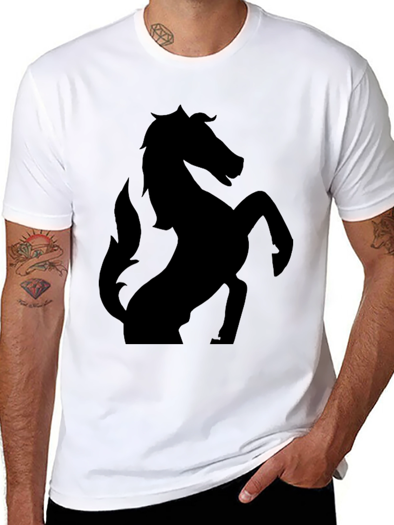 Black Horse Silhouette T-Shirt - Stylish Graphic Tee