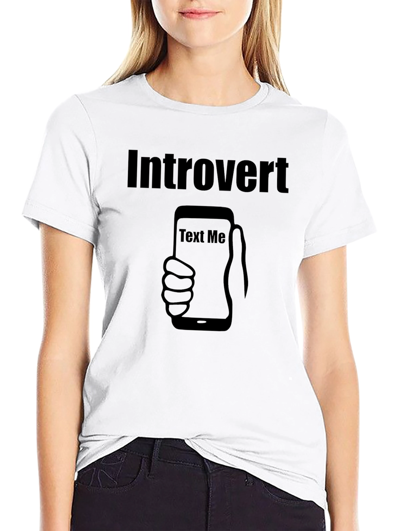 Introvert Text Me Black T-Shirt