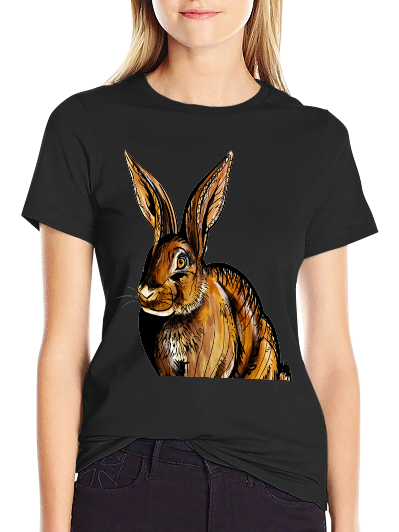 Rabbit Graphic T-Shirt - Black Cotton Tee