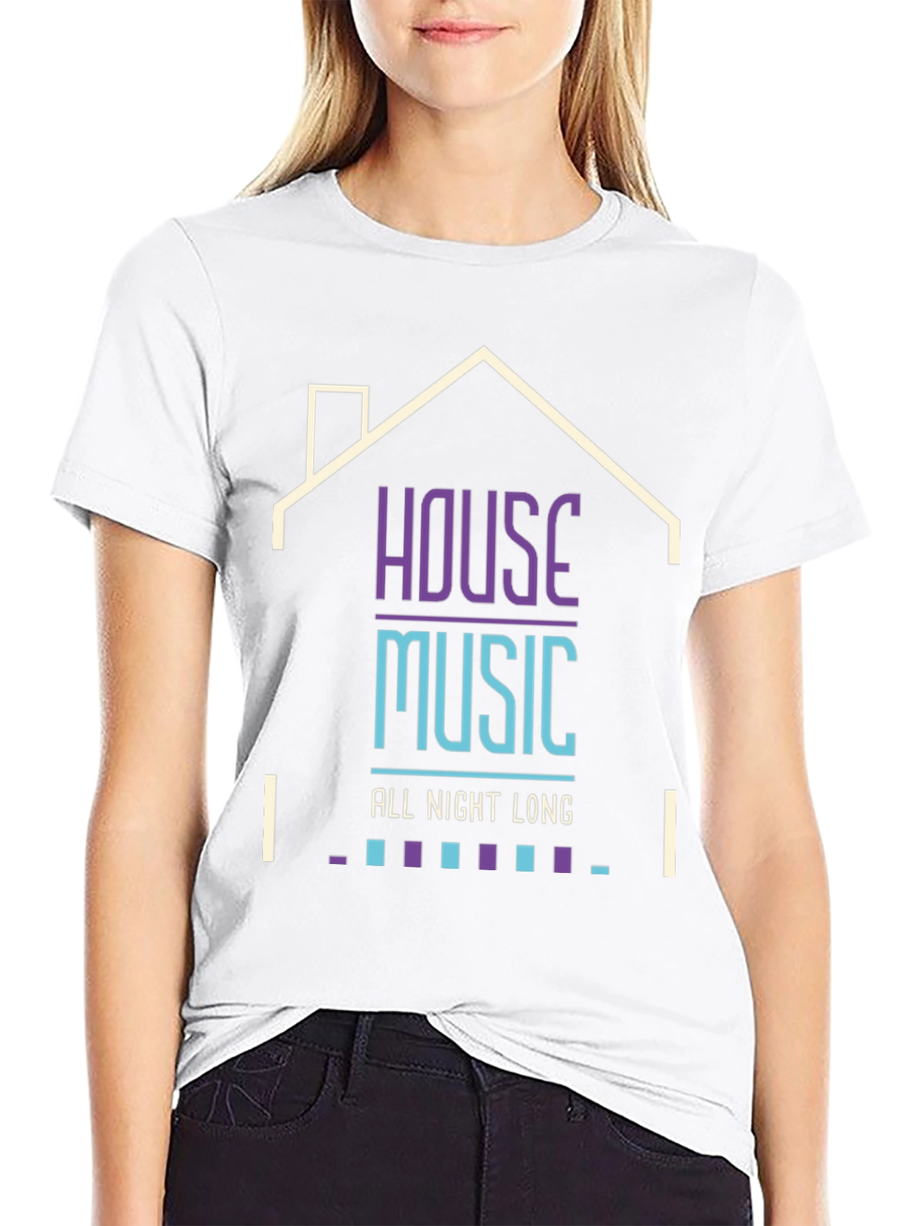 House Music All Night Long Black T-Shirt