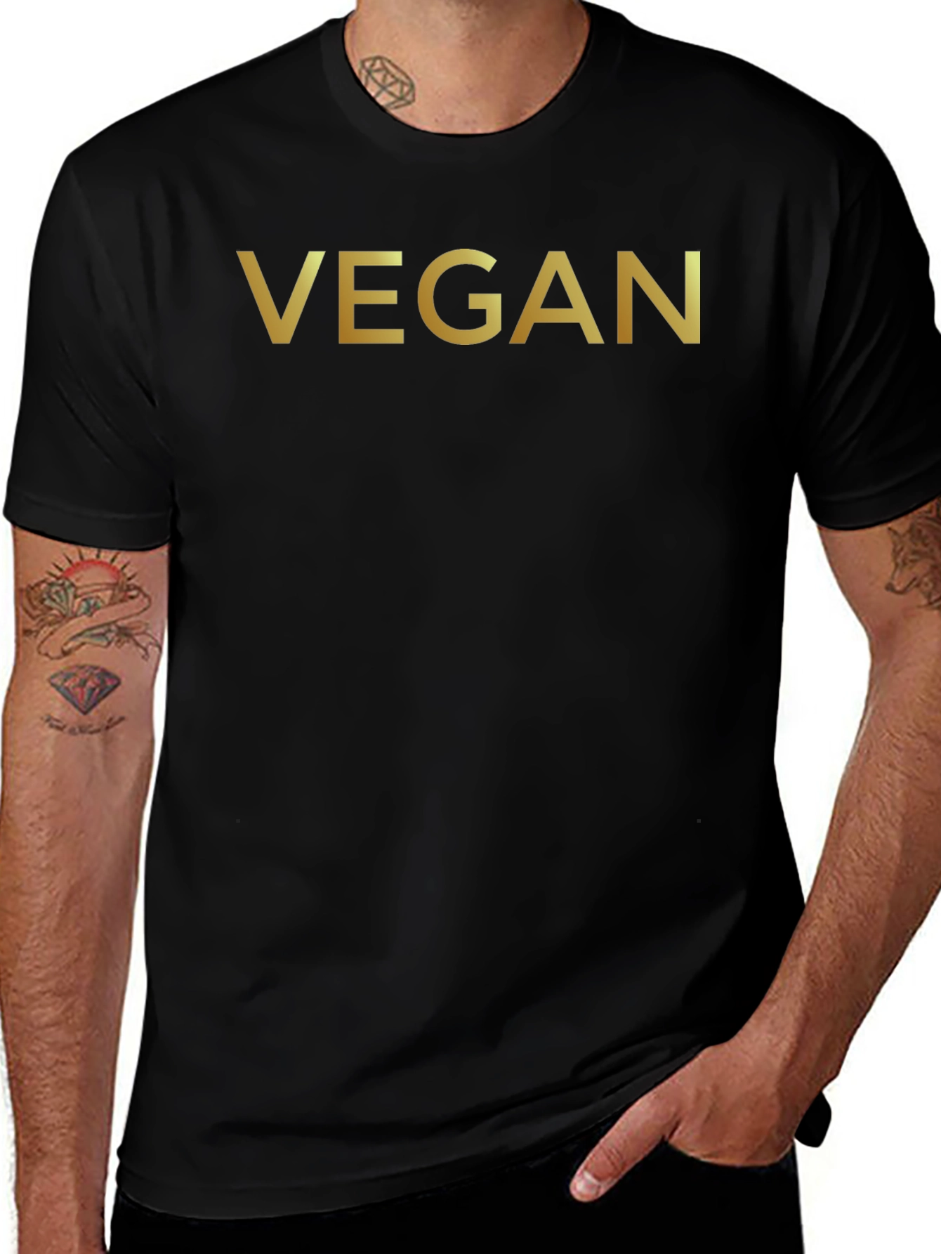 Vegan Statement T-Shirt - Stylish Gold Lettering