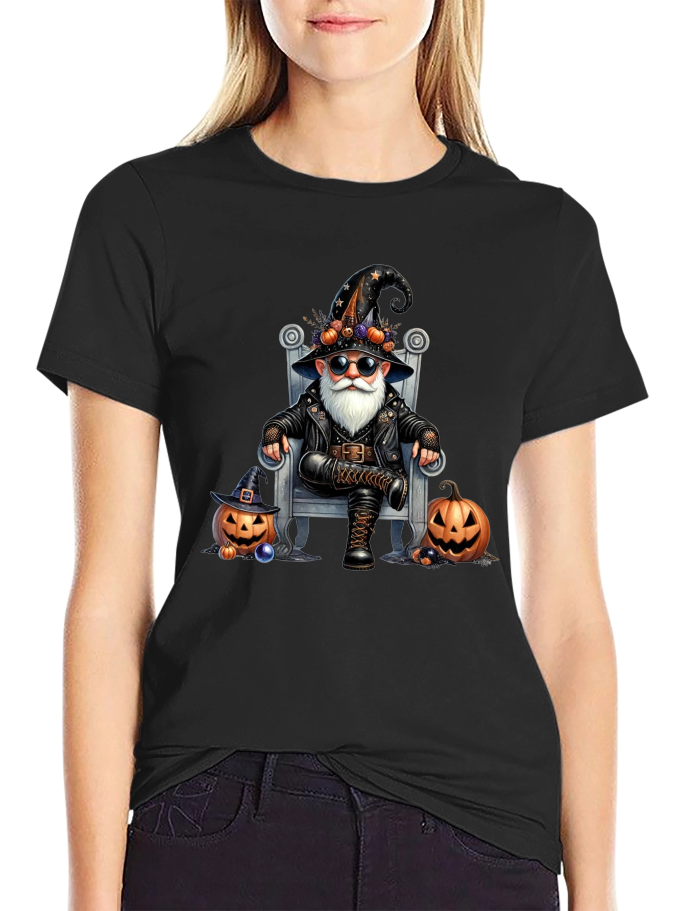 Gnome Witch Halloween T-Shirt - Rocker Style