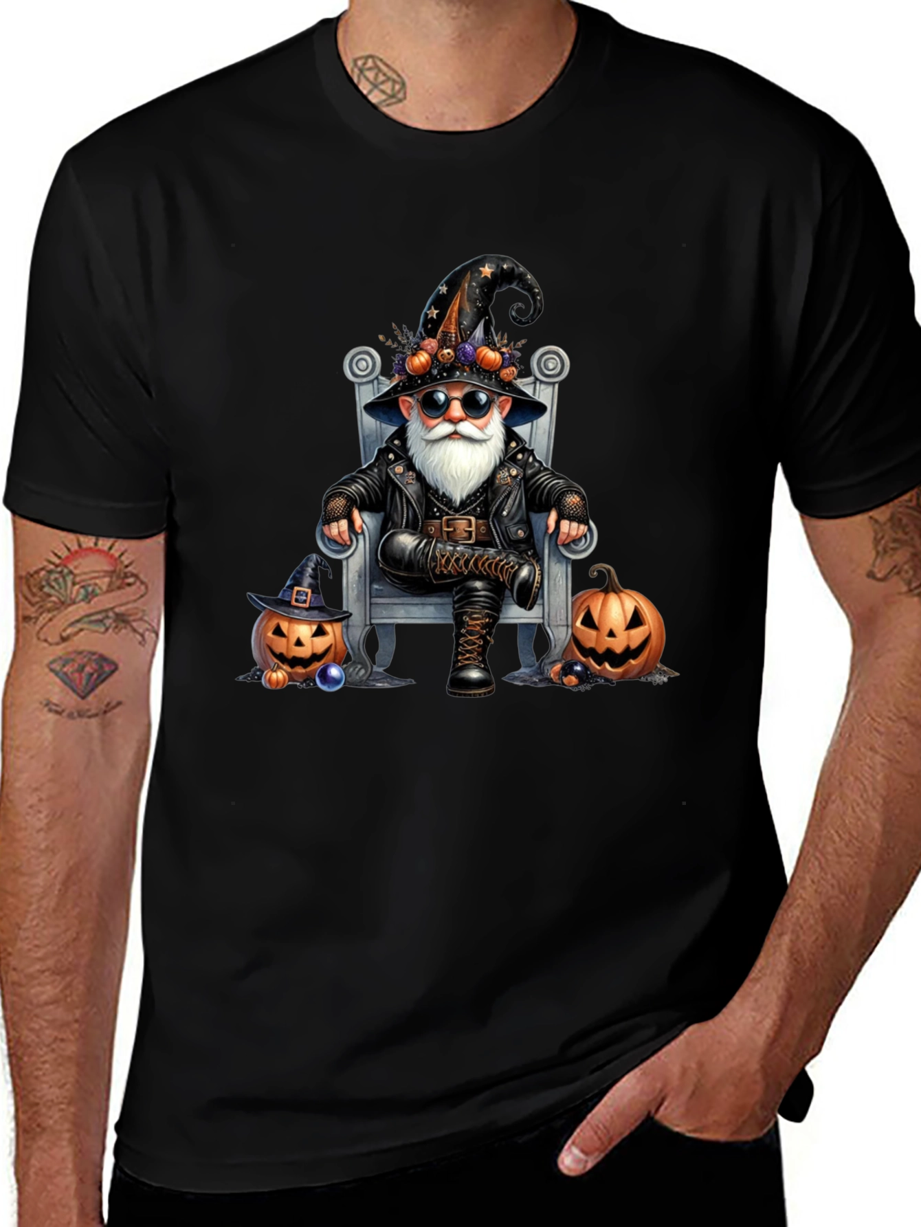 Gnome Witch Halloween T-Shirt - Rocker Style