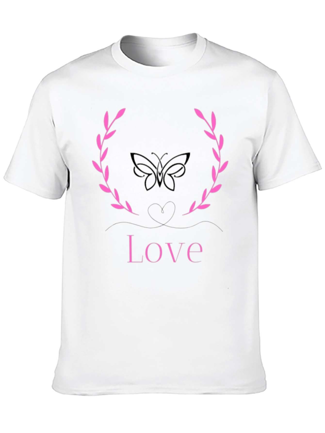 Love Butterfly Wreath Graphic Tee - Stylish Black T-Shirt