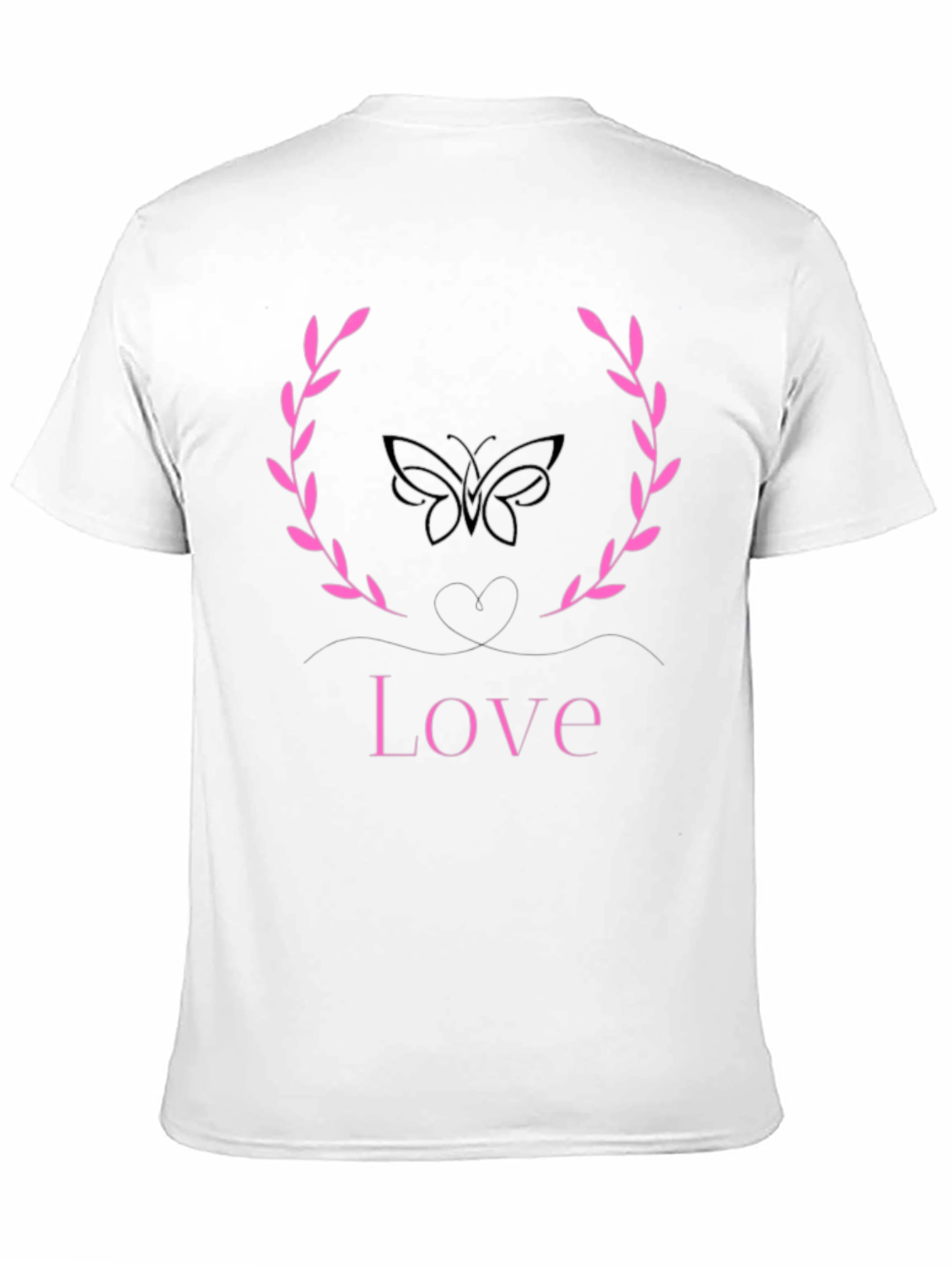 Love Butterfly Wreath Graphic Tee - Stylish Black T-Shirt