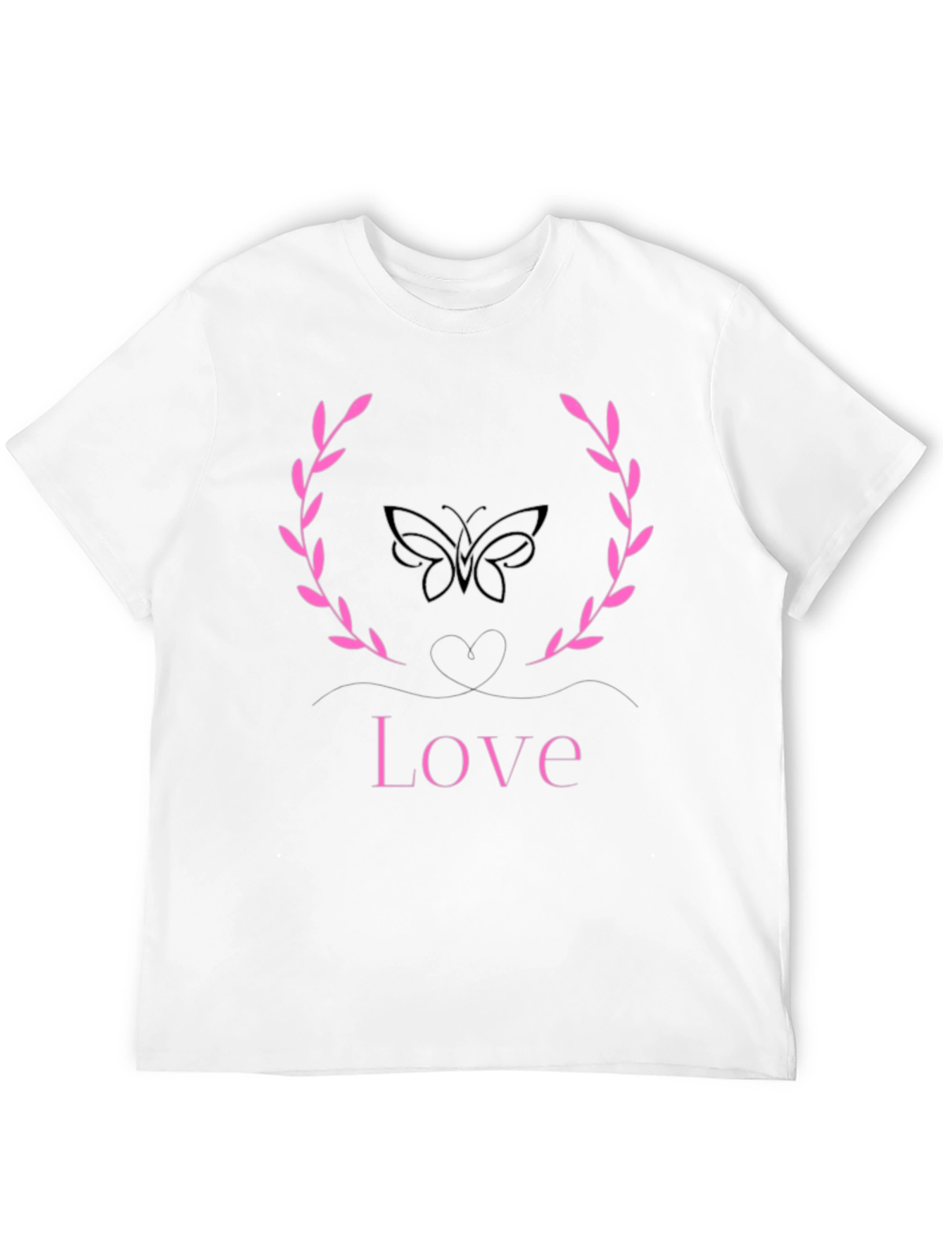 Love Butterfly Wreath Graphic Tee - Stylish Black T-Shirt