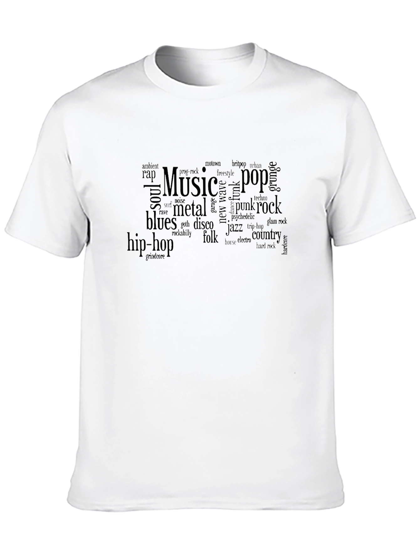 Music Genre Word Cloud T-Shirt - Black