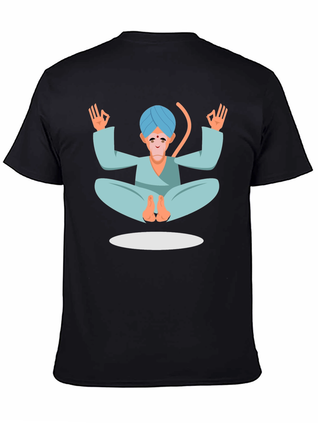Meditating Monkey Graphic Tee - Black Cotton T-Shirt