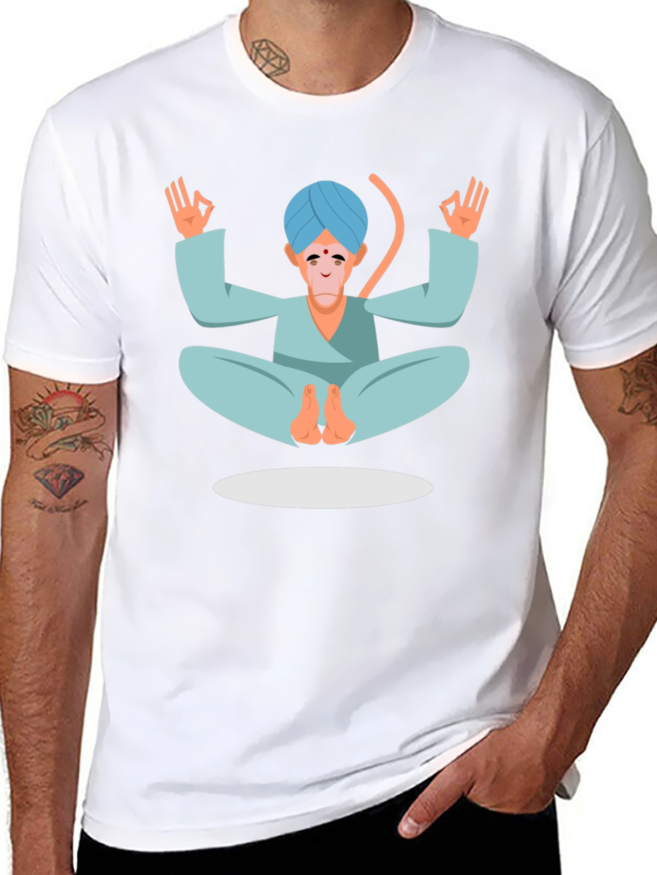 Meditating Monkey Graphic Tee - Black Cotton T-Shirt