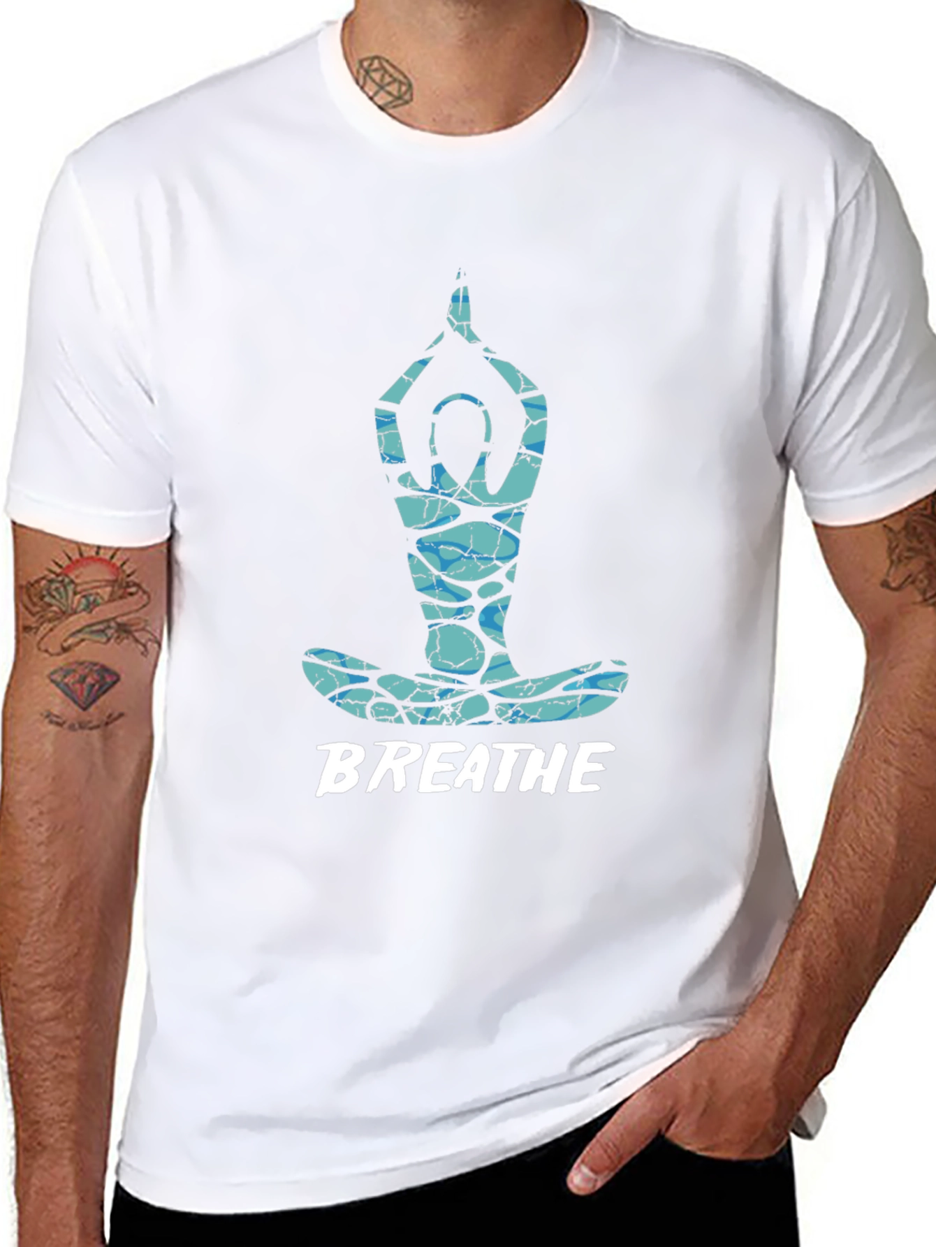 Breathe Yoga Pose Graphic Tee - Black